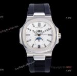 (GR) V2 Version - Patek Philippe Nautilus Annual Calendar 5726 Moonphase Watch With Black Rubber Strap